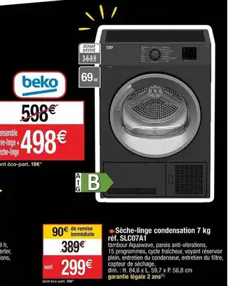 Cora x Carrefour Sèche-linge Condensation 7 Kg Beko offre