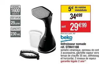 Cora x Carrefour Défroisseur Nomade Beko offre