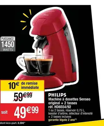 Cora x Carrefour Machine à Dosettes Senseo Original + 2 Tasses Philips offre