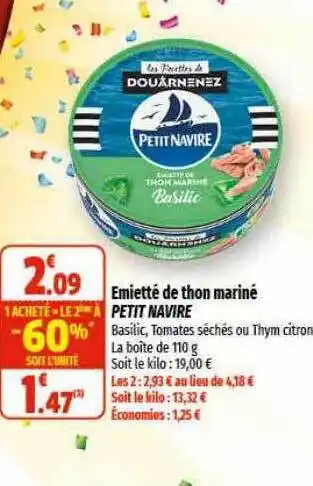 Coccinelle Express Emietté de thon mariné petit navire offre