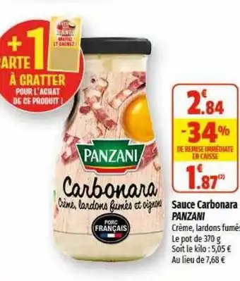 Coccinelle Express Sauce carbonara panzani offre