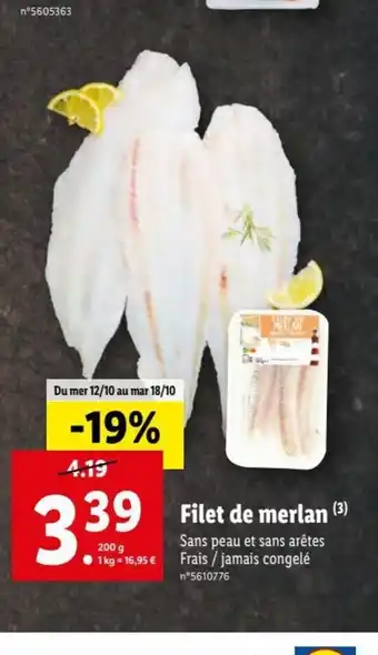 Lidl Filet De Merlan offre