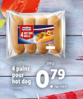 Lidl 4 Pains Pour Hot Dog offre