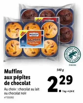 Lidl Muffins Aux Pépites De Chocolat offre