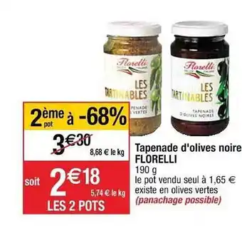 Cora x Carrefour Tapenade D'olives Noire Florelli offre