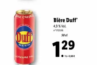 Lidl Biére duff offre