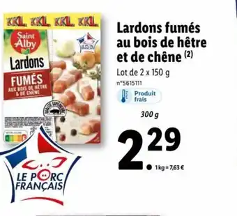 Lidl Lardons Fumés Au Bois De Hetre Et De Chene offre