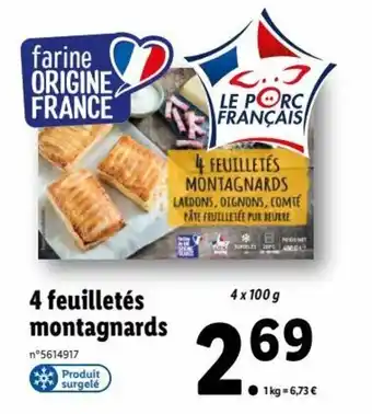 Lidl 4 Feuilletés Montagnards offre