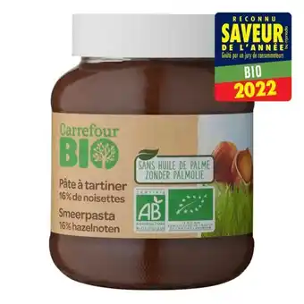 Carrefour Carrefour bio pâte à tartiner au chocolat 16% noisettes bio carrefour bio offre
