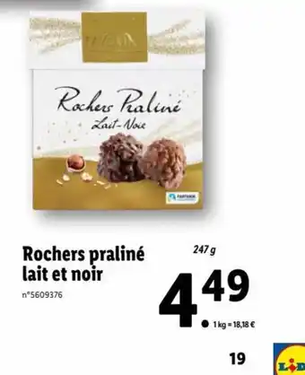 Lidl Rochers Praliné Lait Et Noir offre