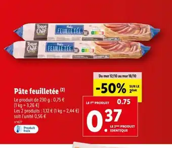 Lidl Pate Feuilletée offre