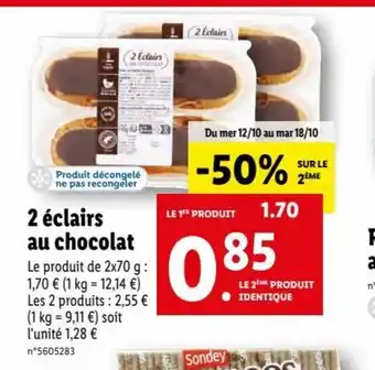 Lidl 2 éclairs Au Chocolat offre