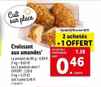 Lidl Croissant Aux Amandes offre