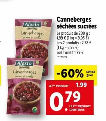 Lidl Canneberges Séchées Sucrés offre