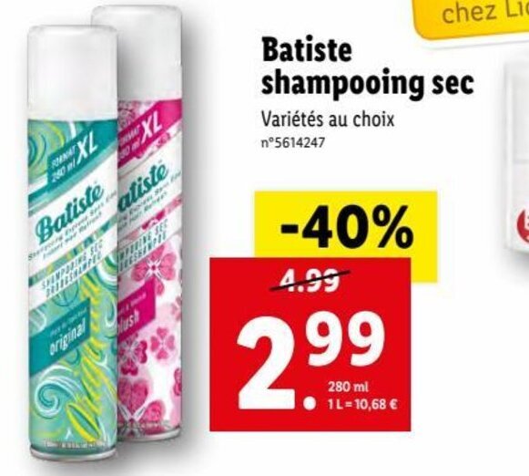 Promo Batiste Shampooing Sec chez Lidl