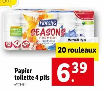 Lidl Papier toilettte 4 Plis offre