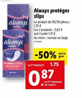Lidl Always Proteges Slips offre