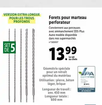 Lidl Forets Pour Marteau Perforateur offre