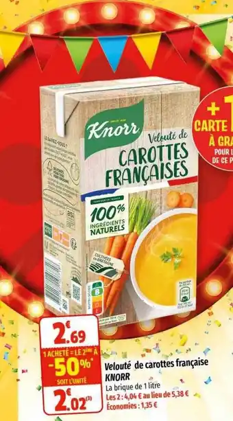 Coccinelle Supermarché Velouté de carottes française knorr offre