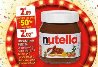 Coccinelle Supermarché Pâte à tartiner nutella offre