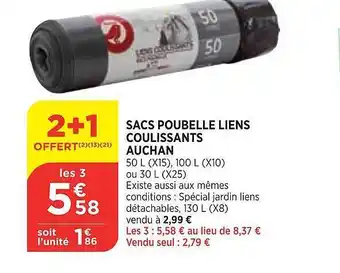 Maximarché Sacs poubelle liens coulissants auchan offre