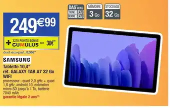 Migros Tablette 10,4 Réf Galaxy Tab A7 32 Go WIFI offre