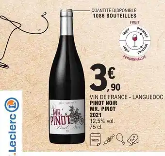 E.Leclerc Vin de france - languedoc pinot noir mr. pinot 2021 offre
