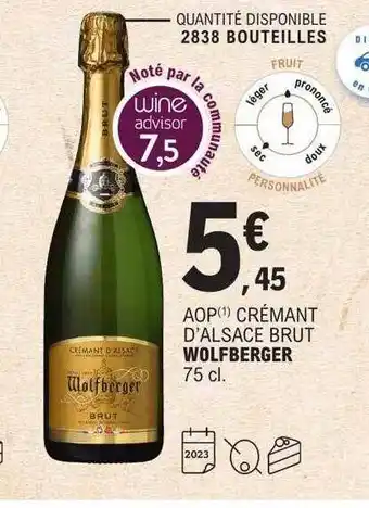 E.Leclerc Aop crémant d'alsace brut wolfberger offre