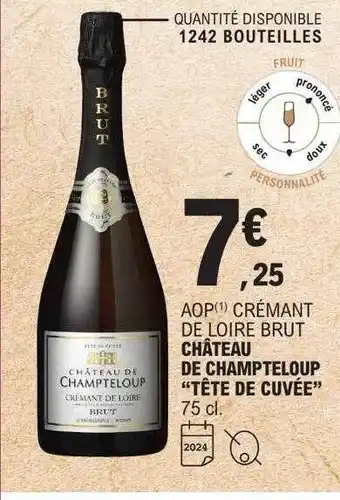 E.Leclerc Aop crémant de loire brut château de champteloup offre