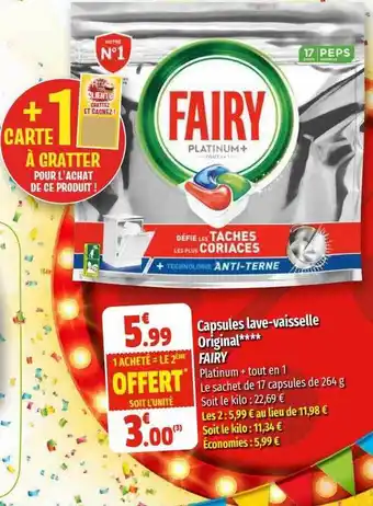 Coccimarket Capsules lave-vaisselle original fairy offre