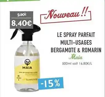 Naturalia Le spray parfait multi-usages bergamote & romarin maia offre