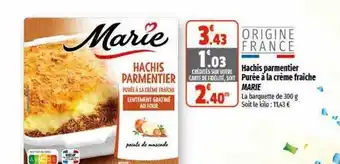 Coccinelle Express Hachis parmentier purée à la crème fraîche marie offre