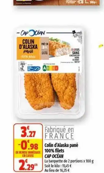 Coccinelle Express Colin d'alaska pané 100% filets cap océan offre