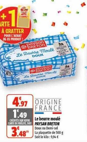 Coccinelle Express Le beurre moulé paysan breton offre