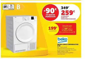 Hyper U Sèche-linge condensation 8 kg beko offre