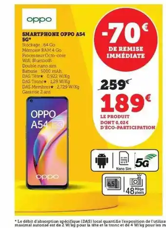 Hyper U Smartphone oppo a54 5g offre
