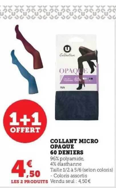 Promo Collant Micro Opaque 60 Deniers U Collection Chez Hyper U