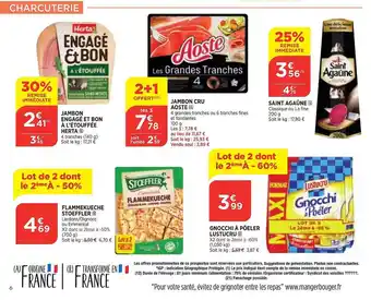 Maximarché Jambon engagé et bon à l'étouffée herta, flammekueche stoeffler, jambon cru aoste, gnocchi à poêler lustucru, saint agaûne offre
