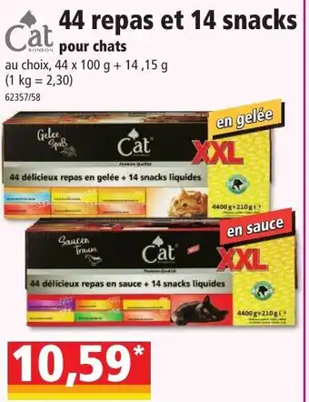 Norma 44 Repas et 14 Snacks Pour Chats offre