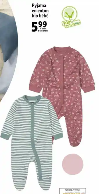 Lidl Pyjama en Coton Bio Bébé offre