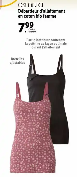 Lidl Débardeur D'Allaitement en Coton Bio Femme offre