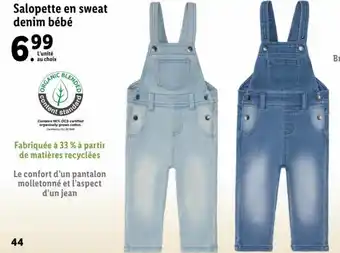 Lidl Salopette en Sweat Denim Bébé offre