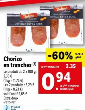 Lidl Chorizo En Tranches offre
