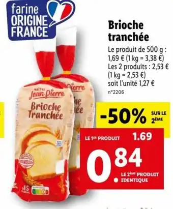 Lidl Brioche Tranchée offre