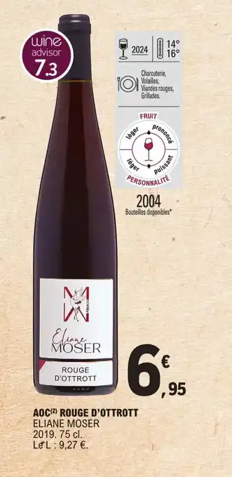 E.Leclerc AOC Rouge d'Ottrott Eliane Moser 2019 75cl offre