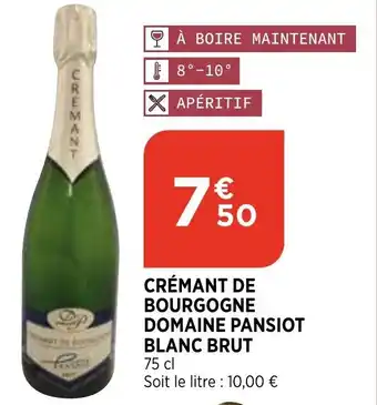 Bi1 CRèMENT DE BOURGOGNE DOMAINE PANSIOT BLANC BRUT offre