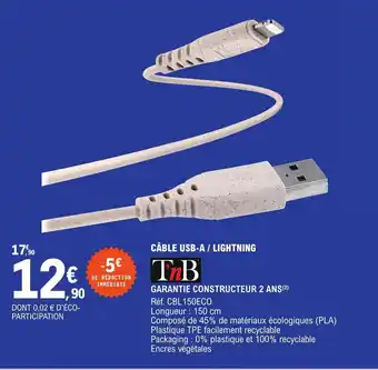 E.Leclerc L'Auto Cable USB-A/Lightning offre