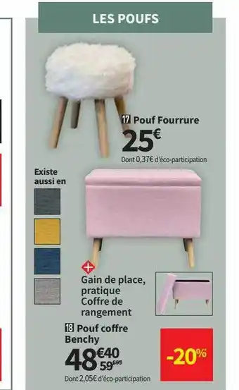 Conforama Pouf fourrure, pouf coffre benchy offre