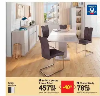 Conforama Buffet 4 portes 1 tiroir aston, chaise sandy offre