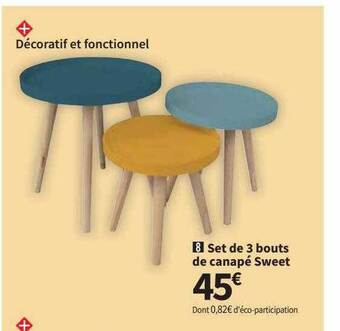 Conforama Set de 3 bouts de canapé sweet offre